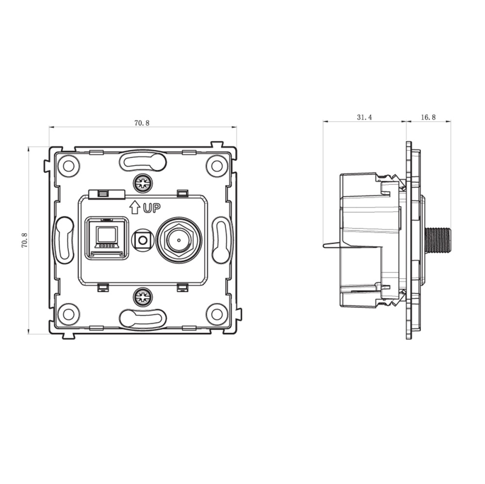 Розетка встраиваемая комбинированная Donel R98 Metal RJ45 + SAT Латунь DA30600-DA889ME — изображение 7