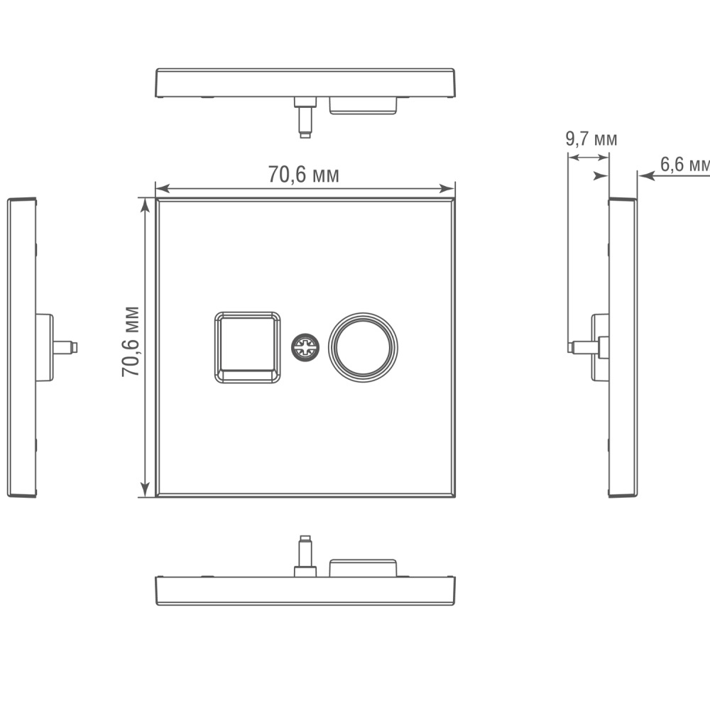 Розетка встраиваемая комбинированная Donel R98 Metal RJ45 + SAT Латунь DA30600-DA889ME — изображение 6