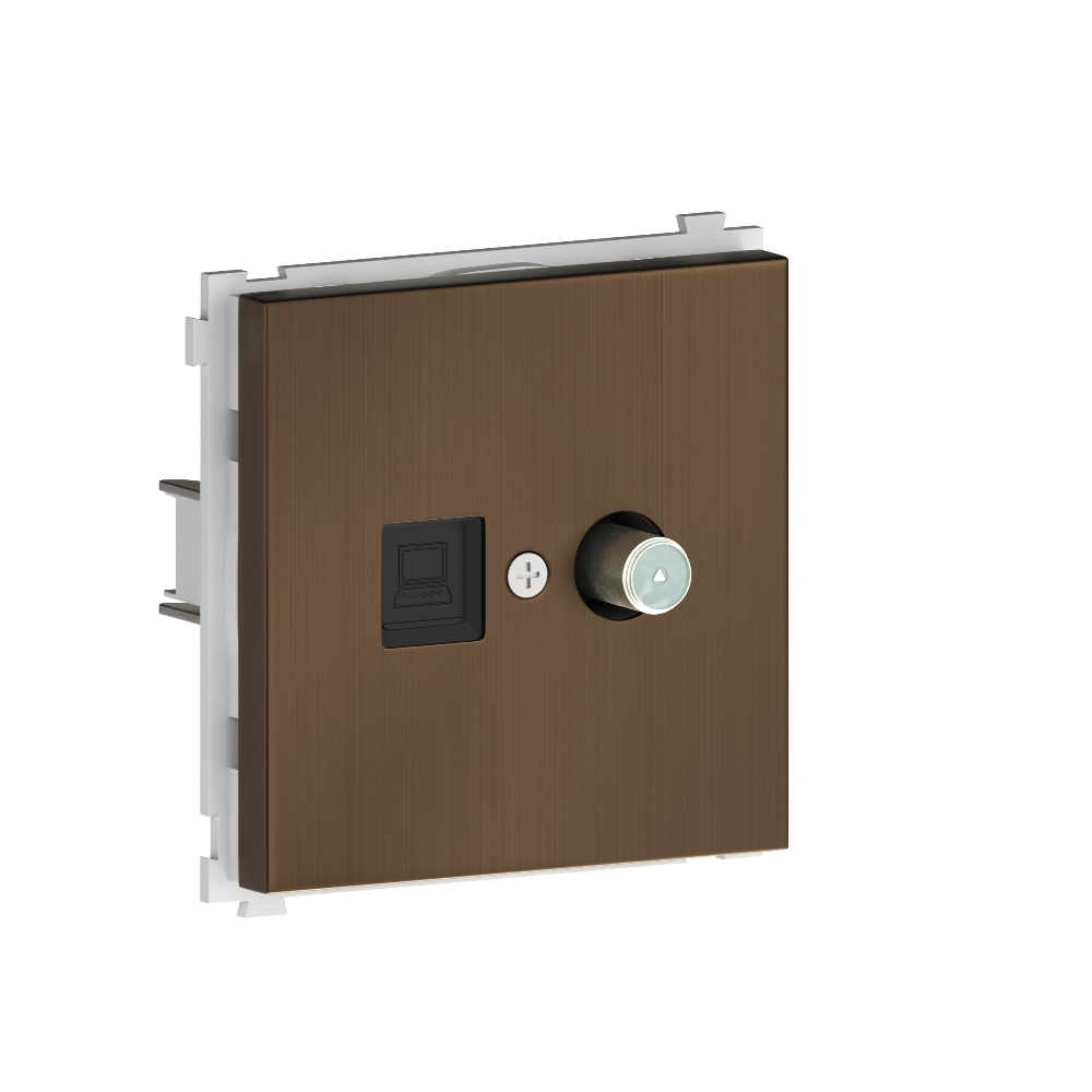 Розетка встраиваемая комбинированная Donel R98 Metal RJ45 + SAT Латунь DA30600-DA889ME