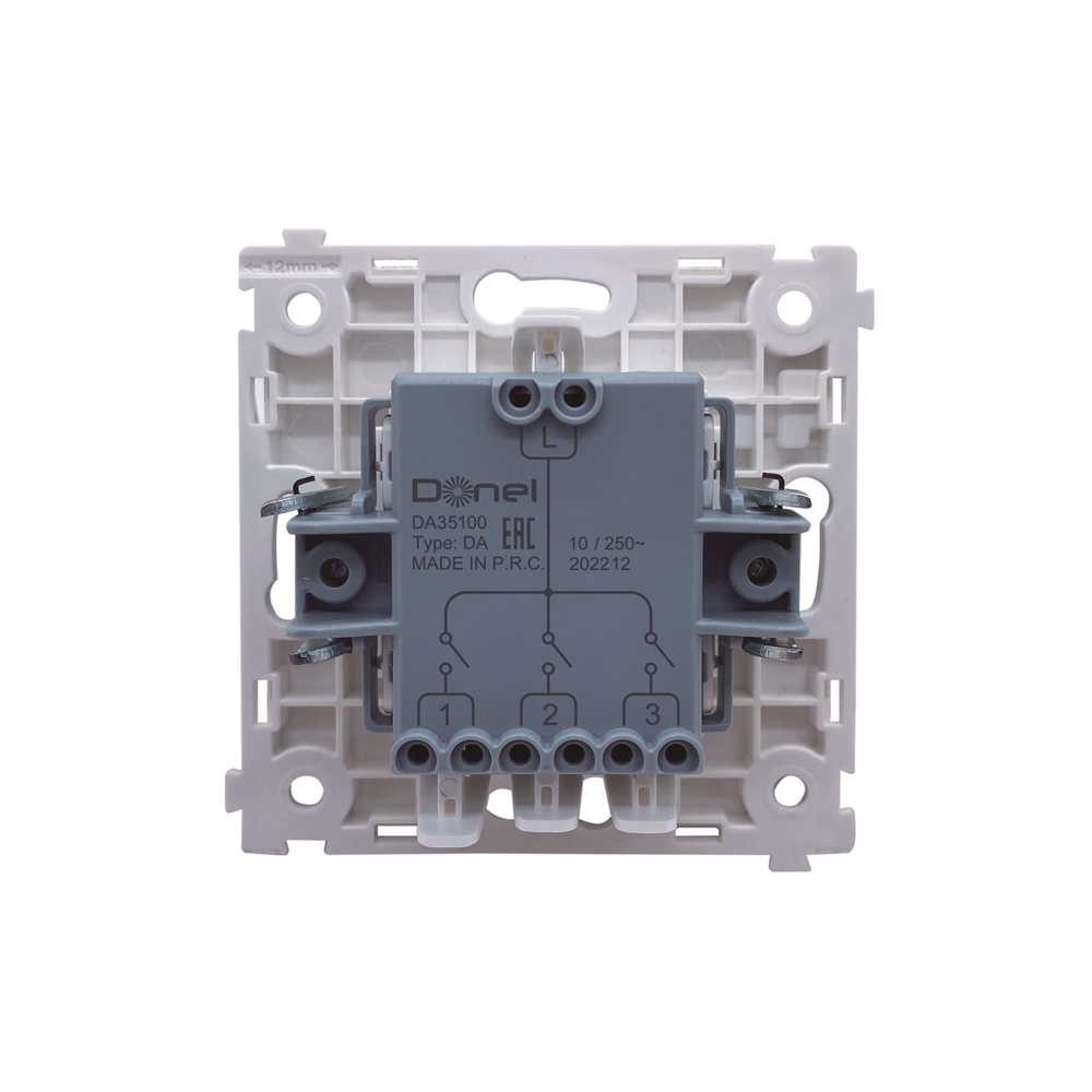 Выключатель трехклавишный встраиваемый Donel R98 звонкового типа Кашемир матовый DA35100-DA29335 — изображение 5