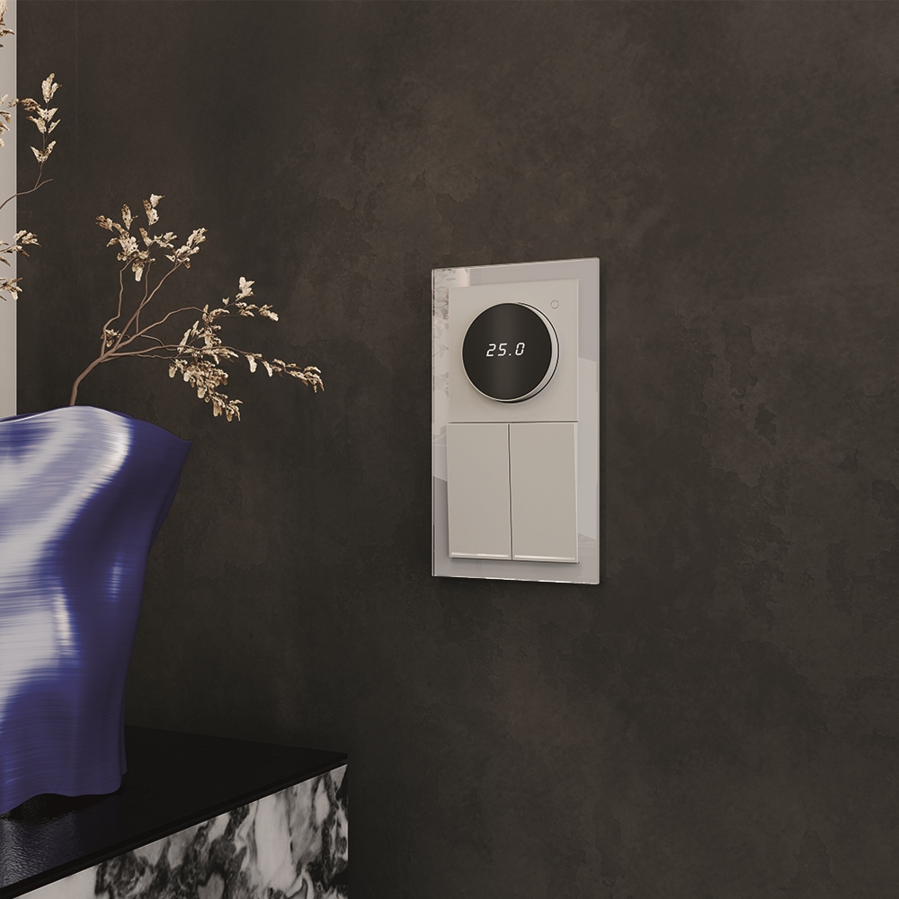 Выключатель двухклавишный встраиваемый Voltum S70 с подсветкой Сталь VLS020205 — изображение 5