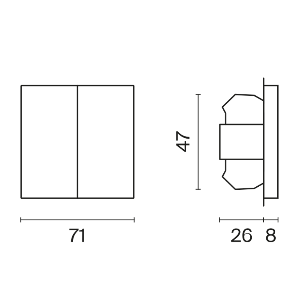 Выключатель двухклавишный встраиваемый с самовозвратом Voltum S70 Титан VLS020606 — изображение 5