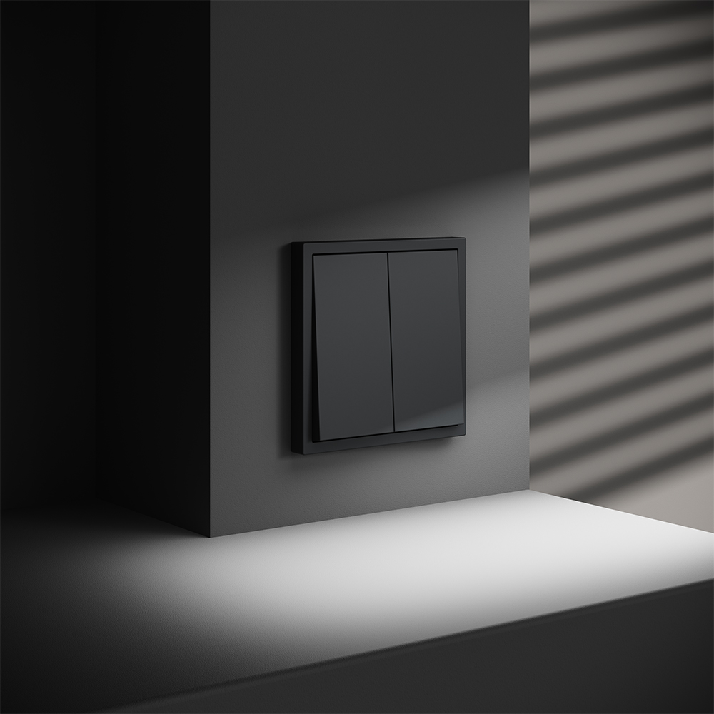 Выключатель двухклавишный встраиваемый с самовозвратом Voltum S70 Графит VLS020607 — изображение 4