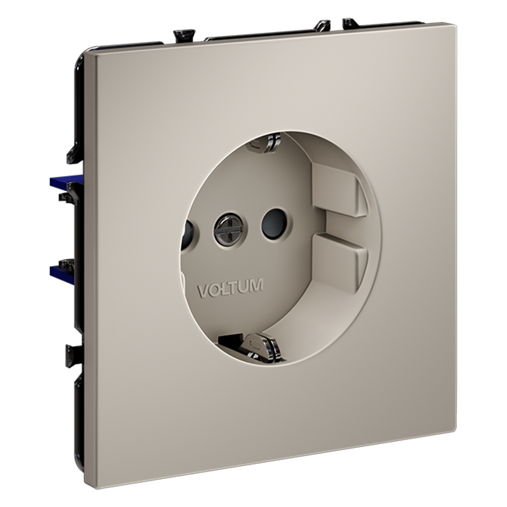 Розетка встраиваемая Voltum S70 с заземлением и шторками Кашемир VLS040203 — изображение 2
