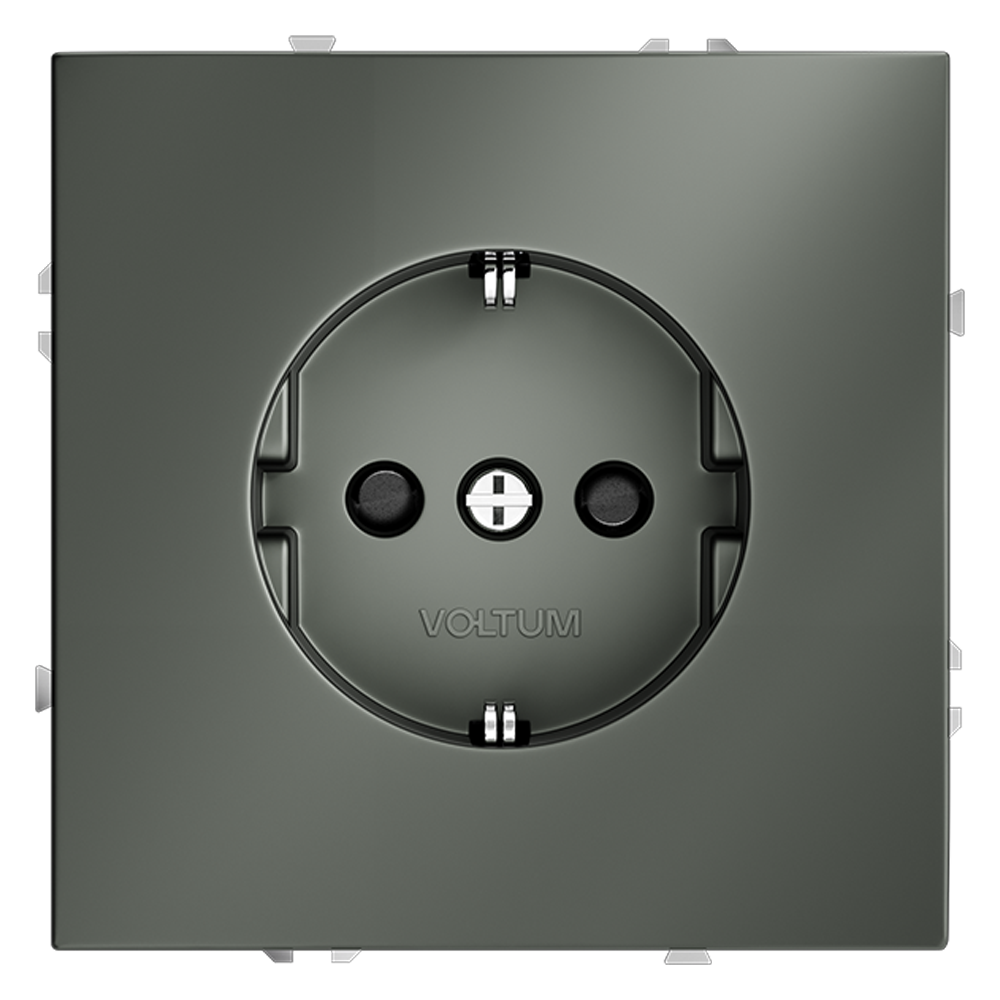 Розетка встраиваемая Voltum S70 с заземлением и шторками Титан VLS040206