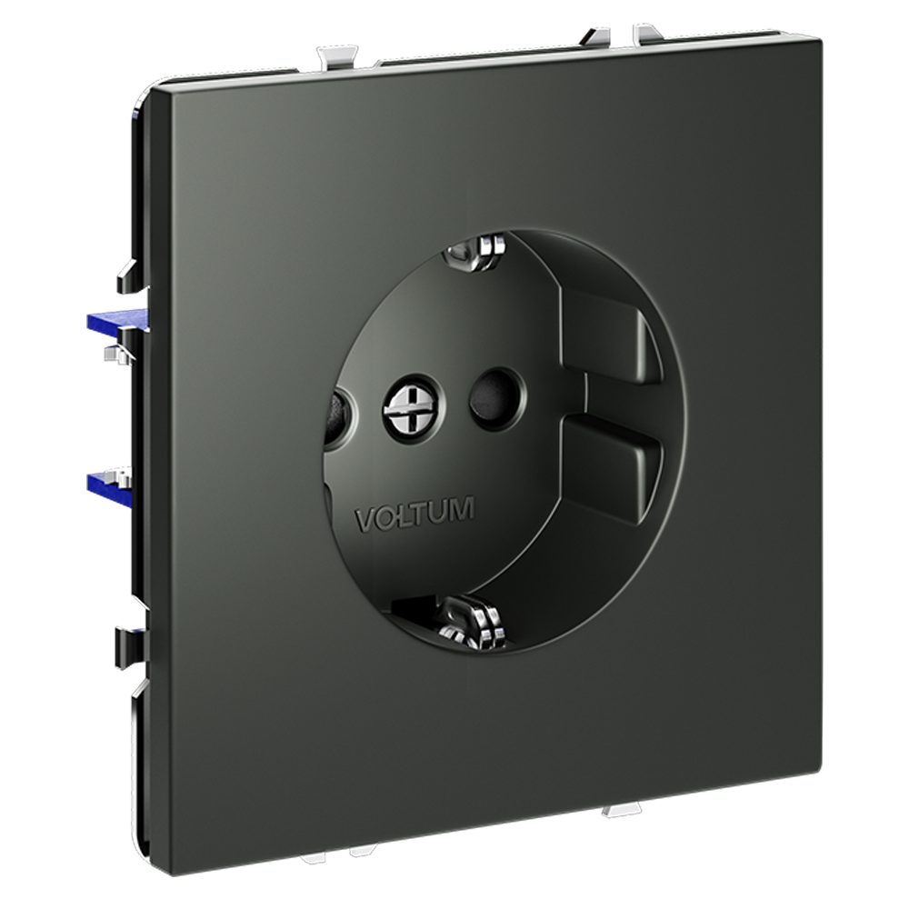 Розетка встраиваемая Voltum S70 с заземлением и шторками Титан VLS040206 — изображение 2