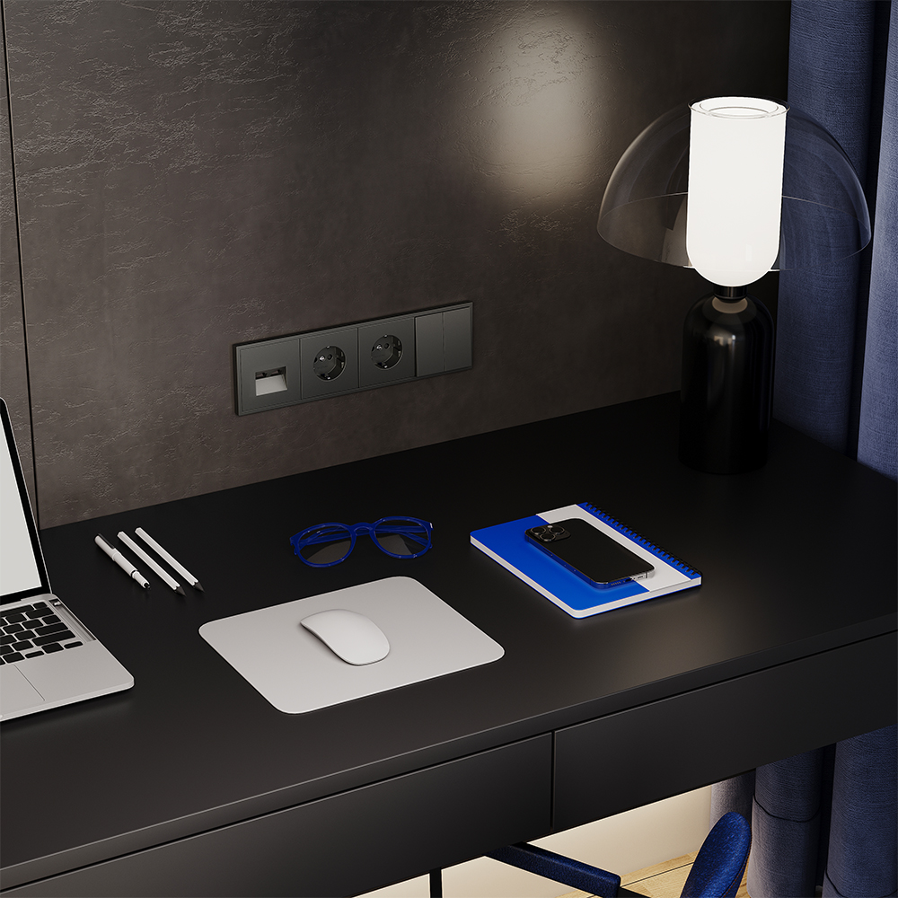 Розетка встраиваемая Voltum S70 с заземлением и шторками Титан VLS040206 — изображение 5