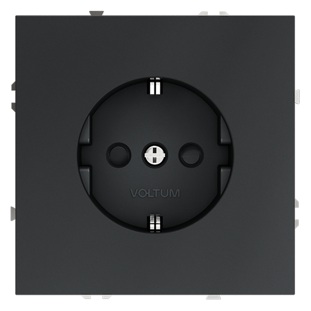 Розетка встраиваемая Voltum S70 с заземлением и шторками Графит VLS040207