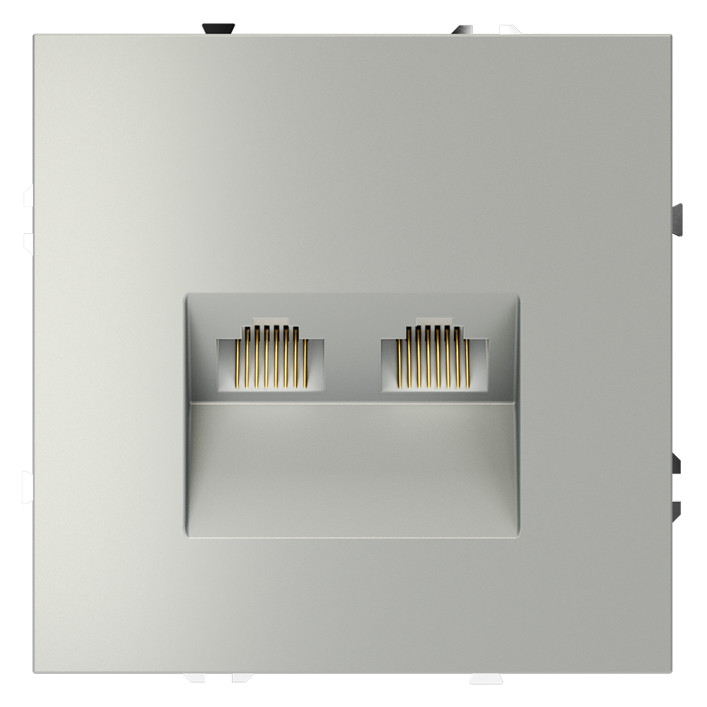 Розетка встраиваемая двойная Ethernet Voltum S70 RJ45+RJ45 Cat.6 Сталь VLS060205