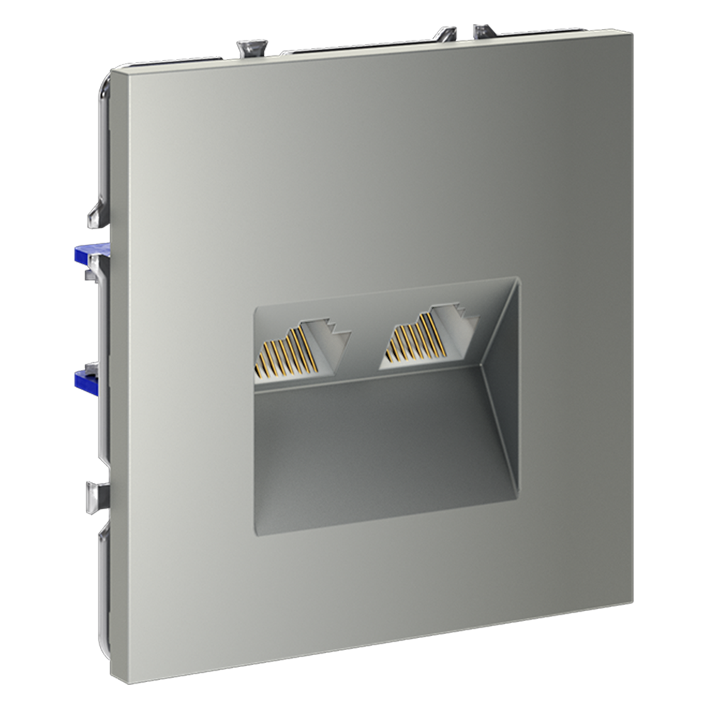 Розетка встраиваемая двойная Ethernet Voltum S70 RJ45+RJ45 Cat.6 Сталь VLS060205 — изображение 2