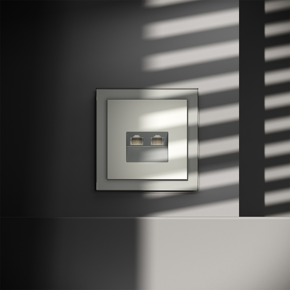 Розетка встраиваемая двойная Ethernet Voltum S70 RJ45+RJ45 Cat.6 Сталь VLS060205 — изображение 4