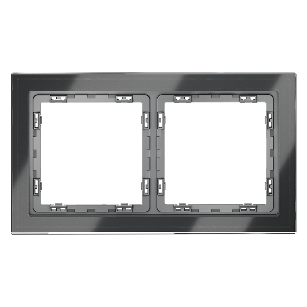 Рамка стеклянная Voltum S70 на 2 поста Графит глянцевый VLS110207